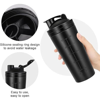 Stainless Steel Protein Shaker Bottle with Blender Mixer Ball