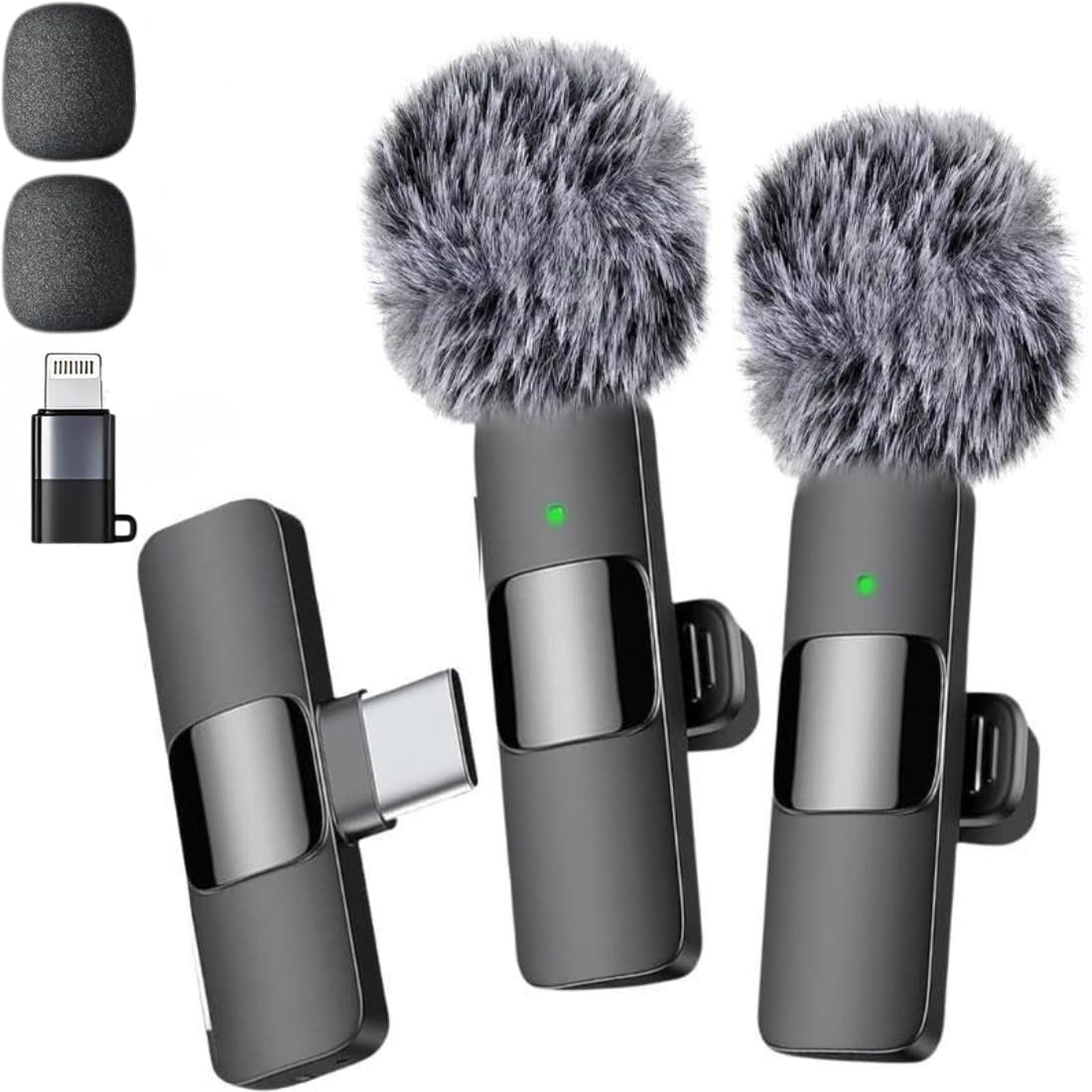 AI K9 Furry Dual Wireless Lavalier Microphone for Android iPhone