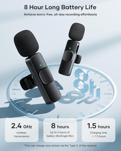 AI K9 Furry Dual Wireless Lavalier Microphone for Android iPhone