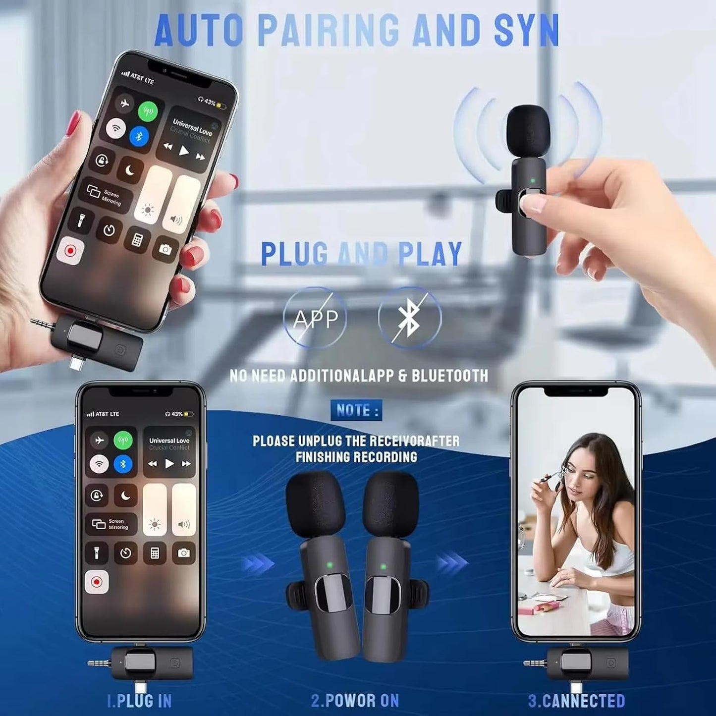 AI K9 Furry Dual Wireless Lavalier Microphone for Android iPhone
