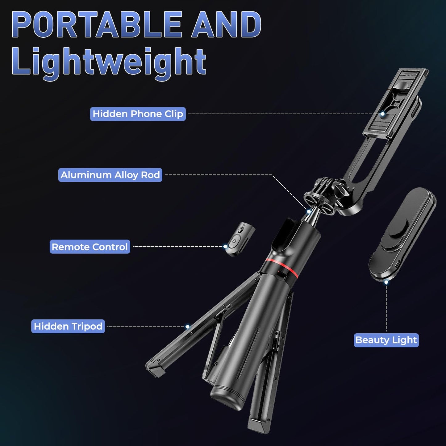 L15 Selfie Stick Tripod with Detachable LED Light