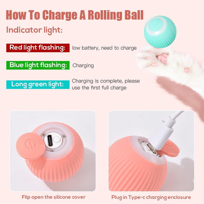Interactive Cat Self-Rolling Ball with LED Light