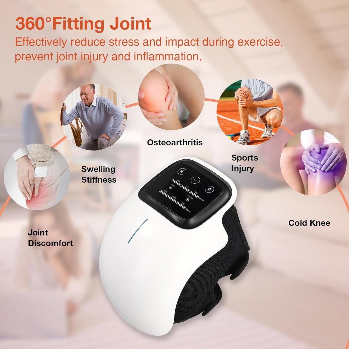 Cordless Knee Massager with Powerful Infrared Heating