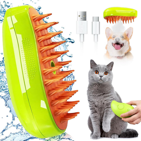 Mango-Shaped Cat Brush with Steam 3-in-1