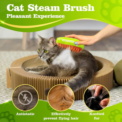 Mango-Shaped Cat Brush with Steam 3-in-1