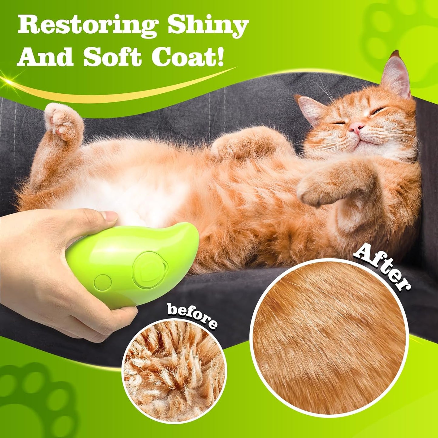 Mango-Shaped Cat Brush with Steam 3-in-1