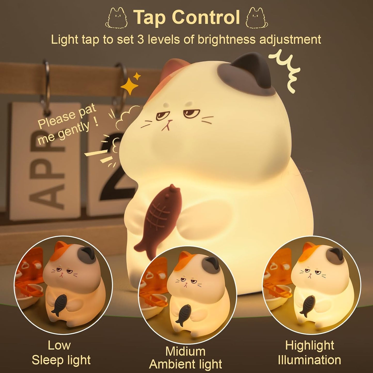 Cute Sad Cat Night Lamp for Kids